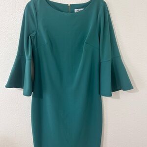 Calvin Klein Emerald green Long Sleeve Midi Dress